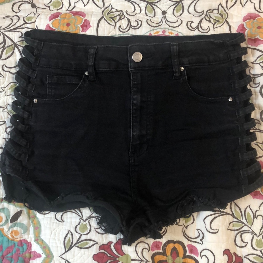 Black cut-out shorts